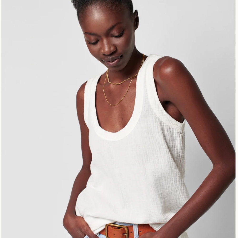 Faherty XS Dream Cotton Gauze Tank White